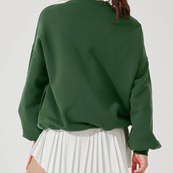Popflex Blogilates Cloud Crewneck Sweater Sweatshirt Fern Green with Pockets - Picture 2 of 4